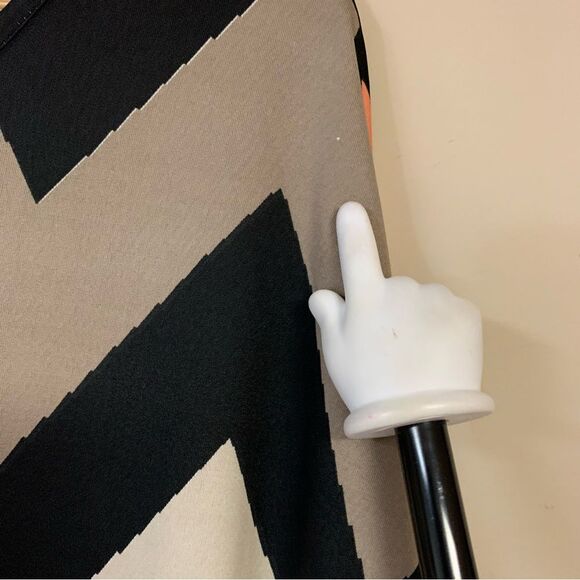 Chevron Tunic Dress Zig Zag Women’s Large Black Peach Long Shirt Top Fall Retro - Picture 8 of 10